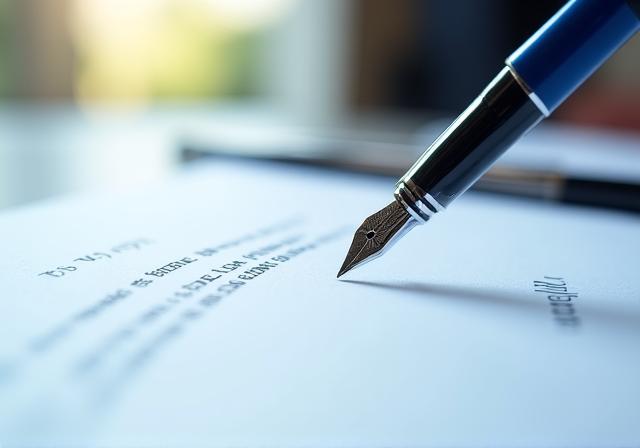 Close up of a professional signing a clean legal document