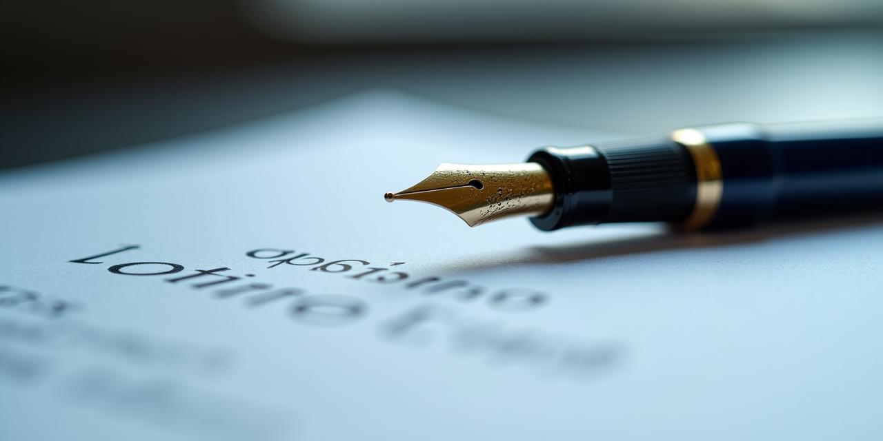 Close-up of a professional fountain pen resting on a well-structured legal document