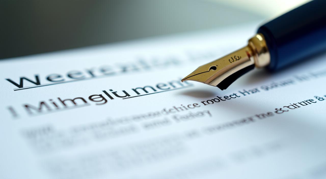 Close-up of a professional fountain pen resting on a signed employment agreement